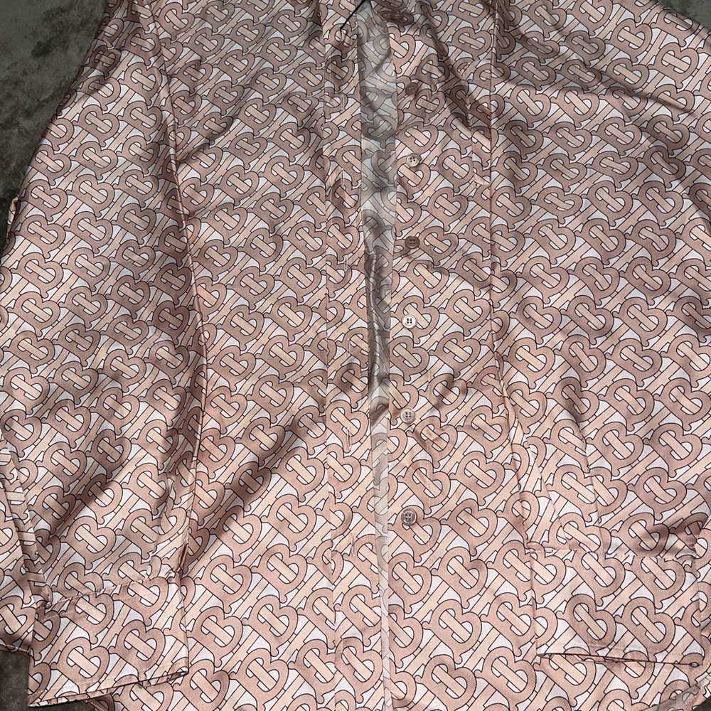Burberry Pink and White Monogram Shirt